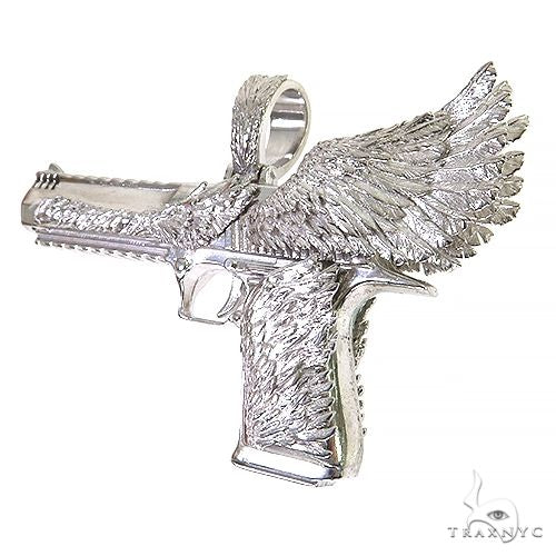 .925 Silver Desert Eagle Gun Pendant Large 69153 - Image 3