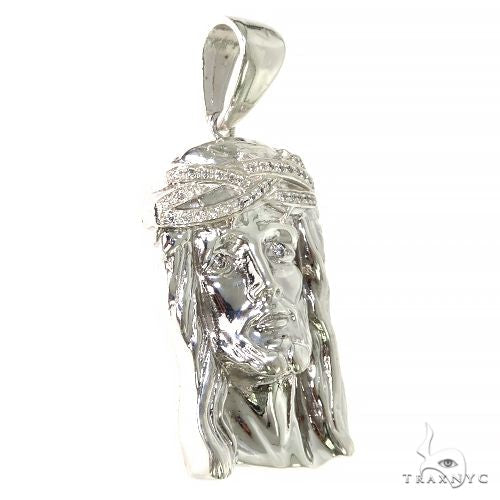 Silver Diamond Jesus Pendant .925 | TraxNYC