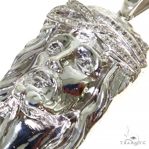.925 Silver Diamond Big Jesus Pendant 67433 - Image 4