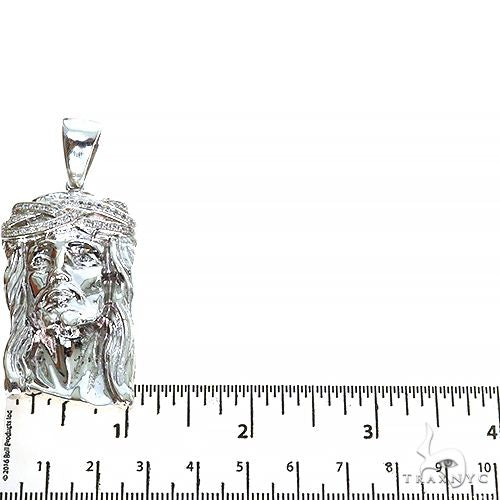 .925 Silver Diamond Big Jesus Pendant 67433 - Image 6