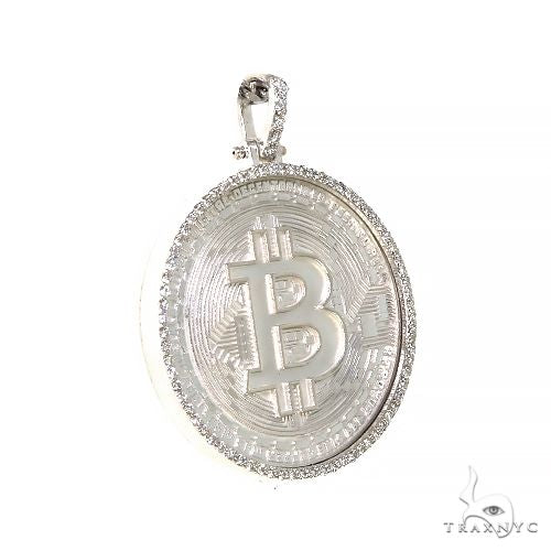 .925 Silver Diamond Bitcoin Pendant 67420 - Image 2