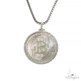 .925 Silver Diamond Bitcoin Pendant With Franco Chain Set 67421