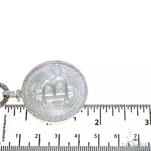.925 Silver Diamond Bitcoin Pendant With Franco Chain Set, photo 5 of 5