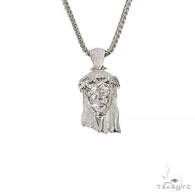 .925 Silver Diamond Jesus Pendant With Franco Chain Set 67424 - Image 1