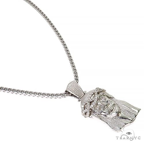 .925 Silver Diamond Jesus Pendant With Franco Chain Set, photo 2 of 6