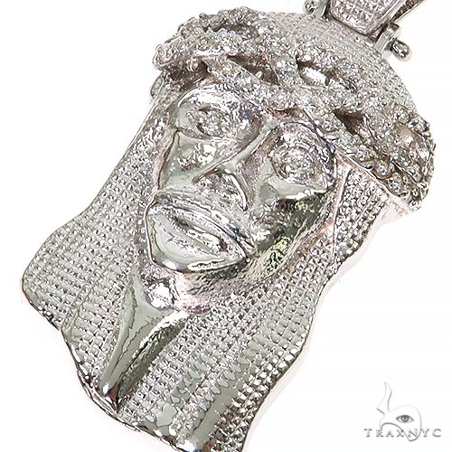 .925 Silver Diamond Jesus Pendant With Franco Chain Set 67424 - Image 3