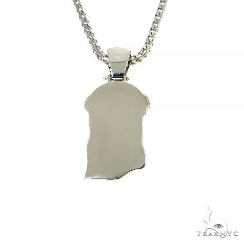 .925 Silver Diamond Jesus Pendant With Franco Chain Set, photo 4 of 6