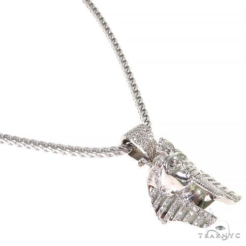 .925 Silver Diamond King Tut Pendant Set With Franco Chain, photo 2 of 5