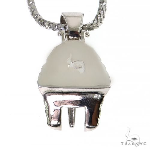 .925 Silver Diamond King Tut Pendant Set With Franco Chain 67422 - Image 3
