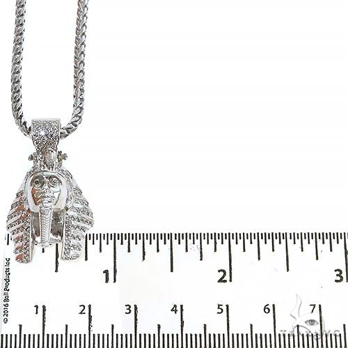 .925 Silver Diamond King Tut Pendant Set With Franco Chain 67422 - Image 4