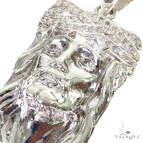 .925 Silver Diamond Small Jesus Pendant 67434 - Image 4