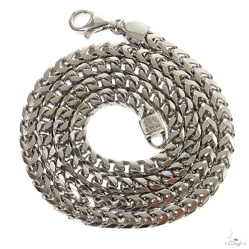 925 silver Cuban link chain with lobster clasp, polished finish, men's necklace
