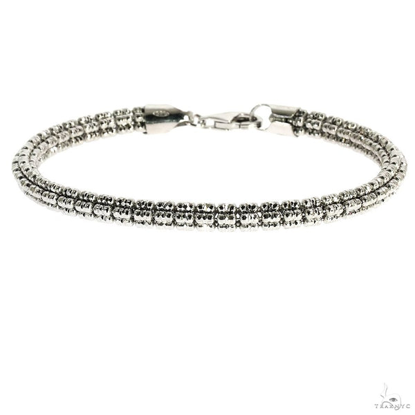 925 silver iced link bracelet 5mm with lobster clasp, sleek and polished finish, 8 inches long.