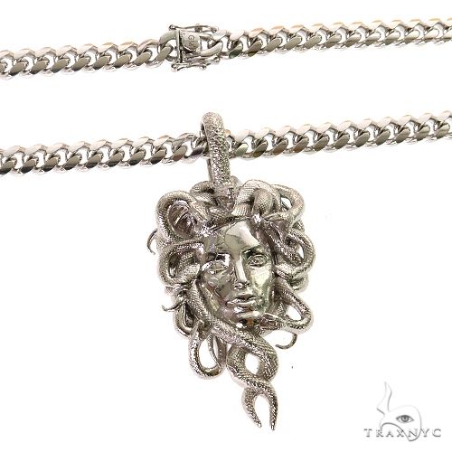 925 Silver Medusa Pendant Set 69582 | TraxNYC