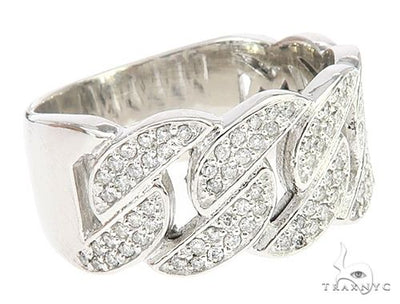 .925 Silver Miami Cuban Link Diamond Ring