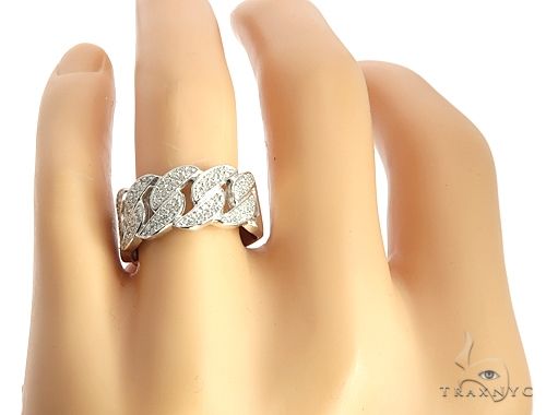 .925 Silver Miami Cuban Link Diamond Ring 67428 - Image 6