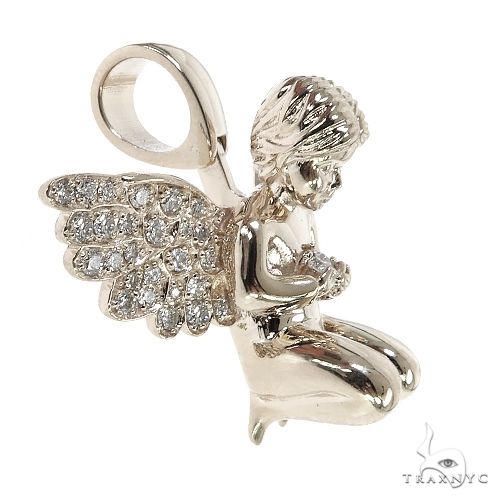 .925 Silver Praying Angel Diamond Pendant, photo 2 of 7