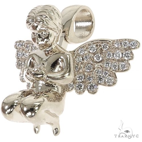.925 Silver Praying Angel Diamond Pendant, photo 3 of 7