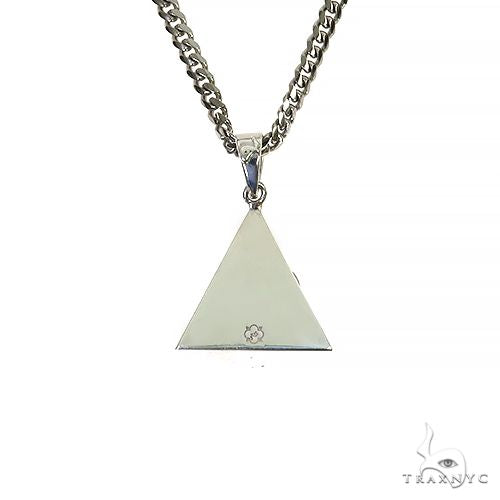 .925 Silver Pyramid Diamond Pendant Set With Miami Cuban Chain 67425 - Image 4