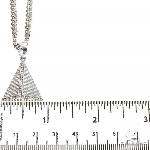 .925 Silver Pyramid Diamond Pendant Set With Miami Cuban Chain 67425 - Image 5