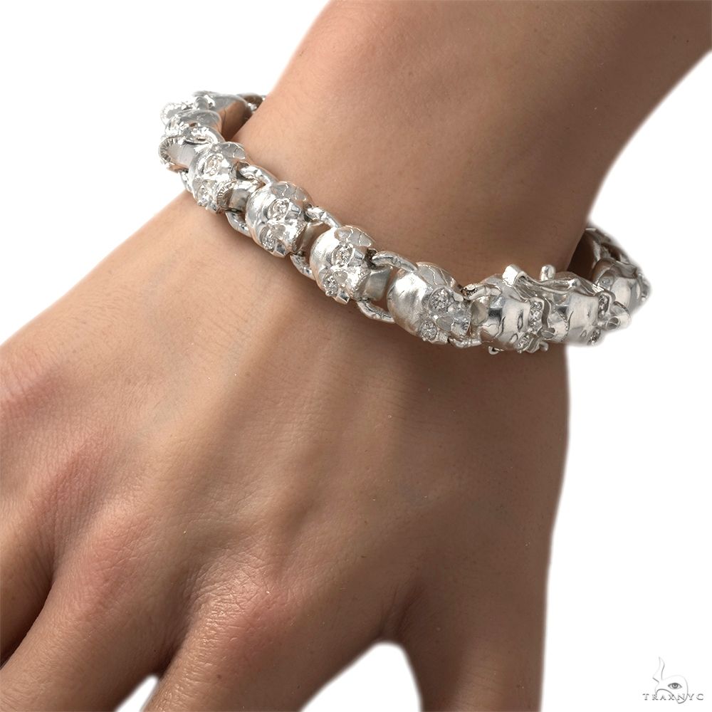 925 Silver LAB Skull Bracelet 69757 | TraxNYC