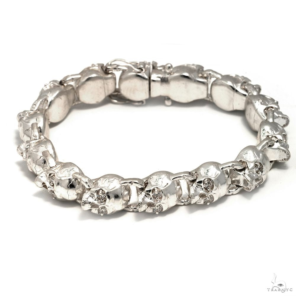 925 Silver LAB Skull Bracelet 69757 | TraxNYC