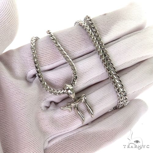 .925 Silver Small Jewish Chai Pendant Set 68765 - Image 6