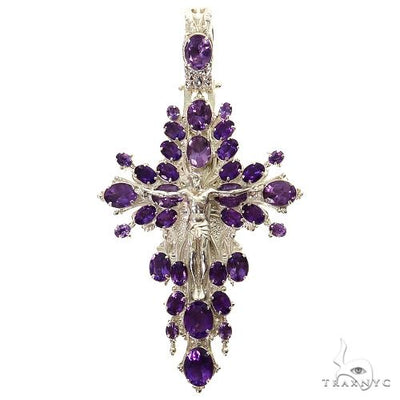 .925 Silver Sovereign's Halo Amethyst Cross pendant 69516 - Image 1