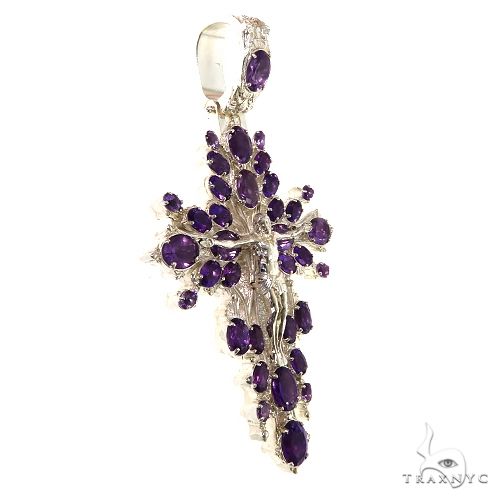 .925 Silver Sovereign's Halo Amethyst Cross pendant 69516 - Image 2