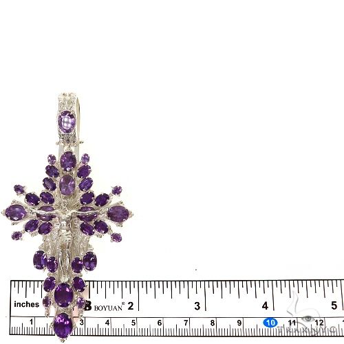 .925 Silver Sovereign's Halo Amethyst Cross pendant 69516 - Image 5