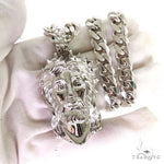 .925 Silver Spikes Crown Jesus Head Pendant Set 69128 - Image 9