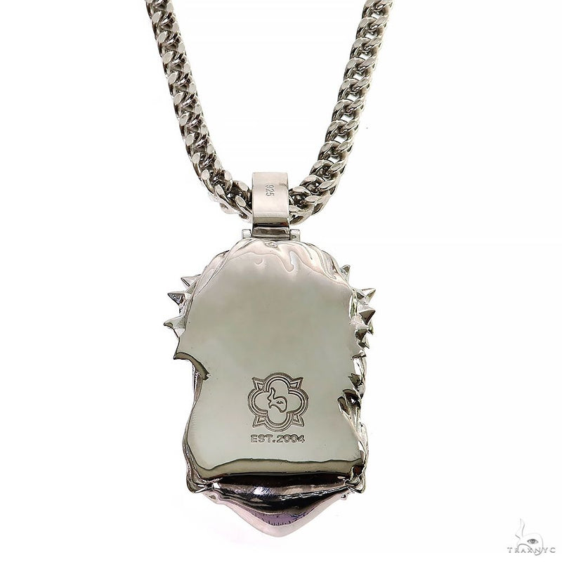 Silver Spikes Crown Jesus Head Pendant Set 69759 - Image 4