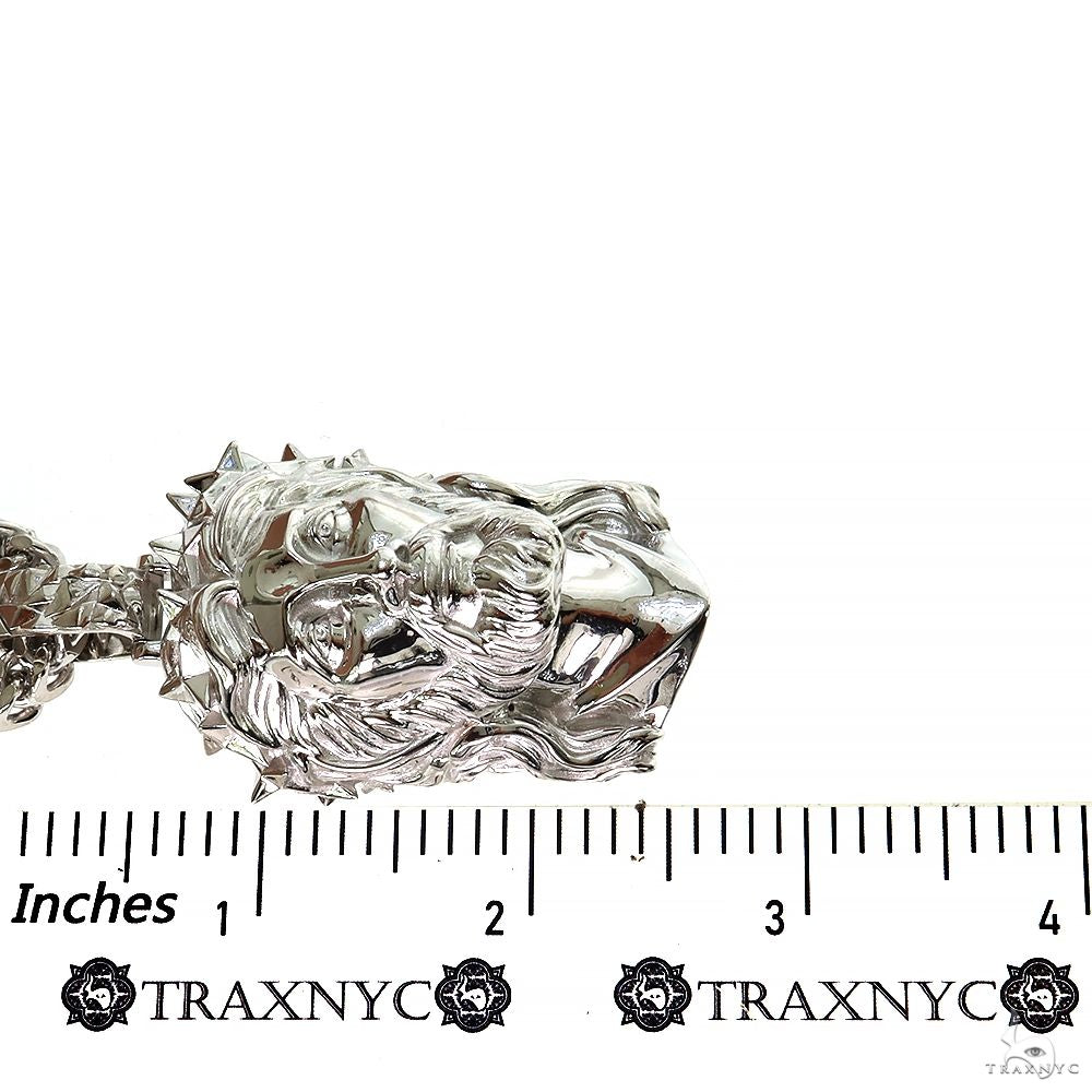 925 Silver Spikes Crown Jesus Head Pendant [3mm Franco Set] 69759