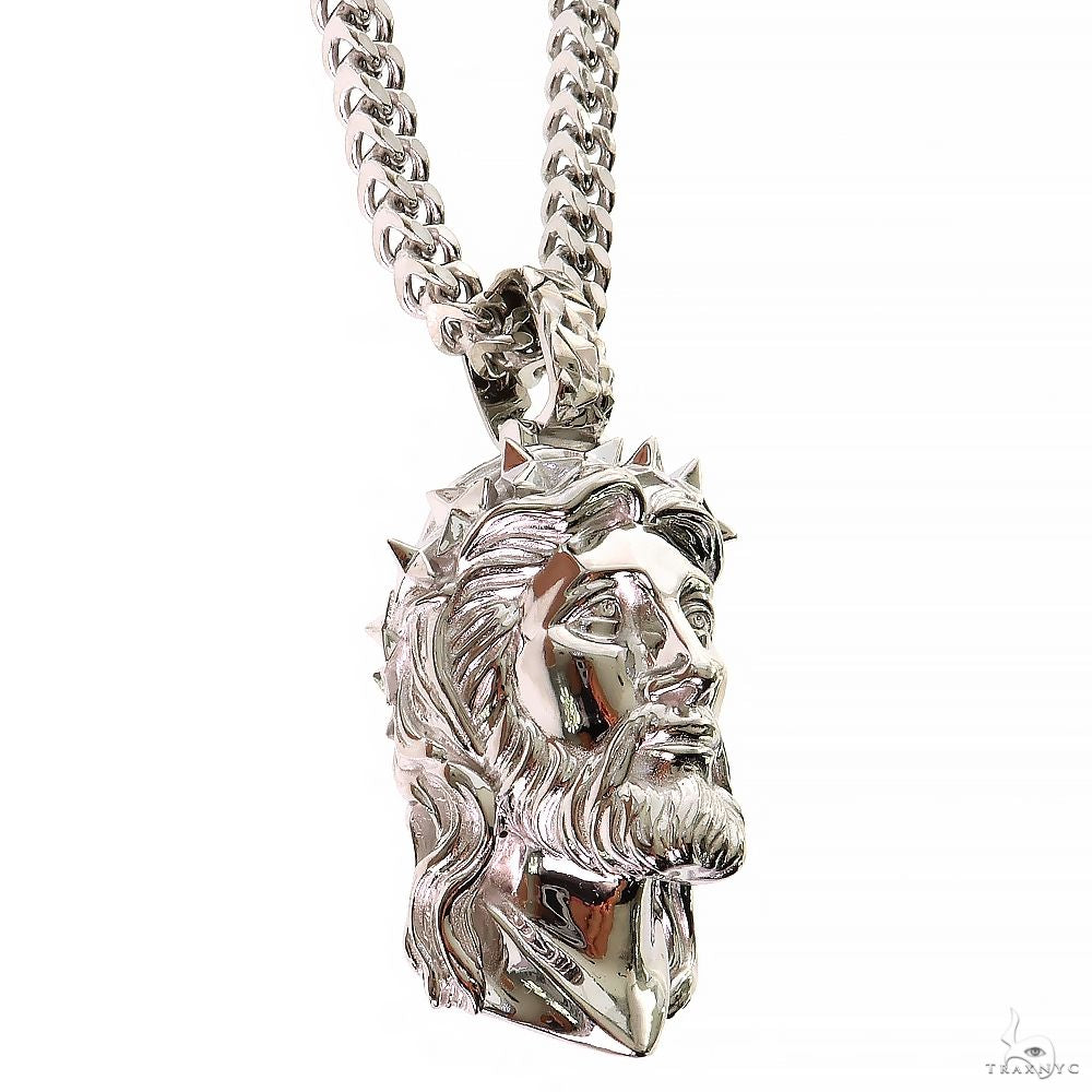 925 Silver Jesus Head Pendant + 5mm Franco 70033