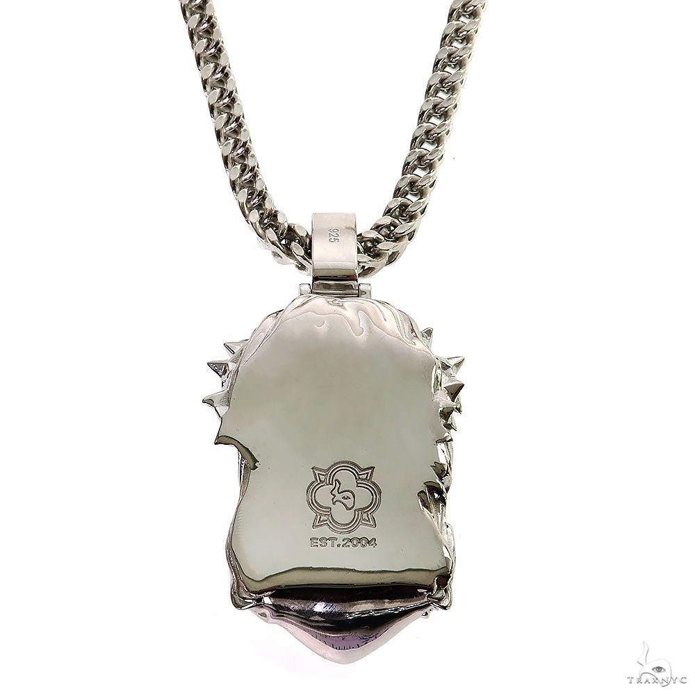 925 Silver Jesus Head Pendant + 5mm Franco 70033