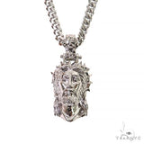 Mini .925 Silver Small Spikes Crown Jesus Head Pendant [Cuban Set] 69156