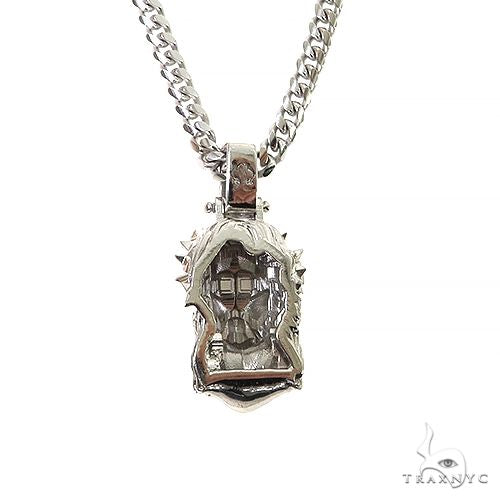 Mini .925 Silver Small Spikes Crown Jesus Head Pendant [Cuban Set], photo 4 of 7