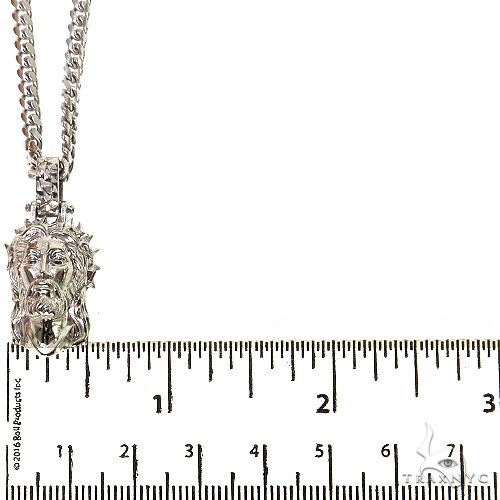 Mini .925 Silver Small Spikes Crown Jesus Head Pendant [Cuban Set], photo 6 of 7