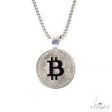.925 Silver TraxNYC Spinning Bitcoin Pendant With Franco Chain Set 67384
