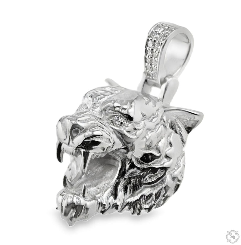 .925 Silver Tiger Head Pendant Small, photo 2 of 7