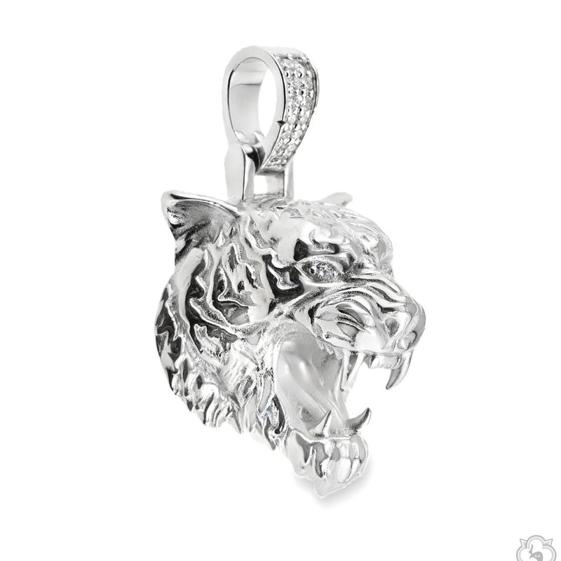 .925 Silver Tiger Head Pendant Small 70737 - Image 3