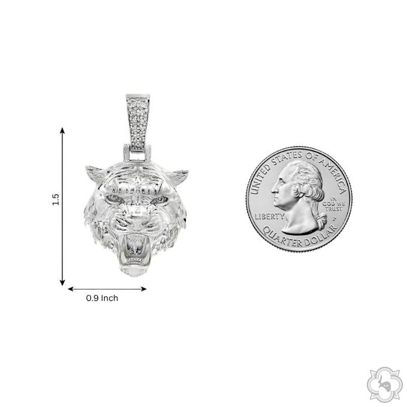.925 Silver Tiger Head Pendant Small  68963 - Image 7