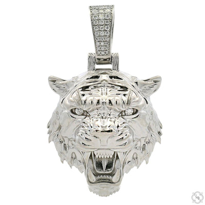 .925 Silver Tiger Head Pendant -Large 68965 - Image 1