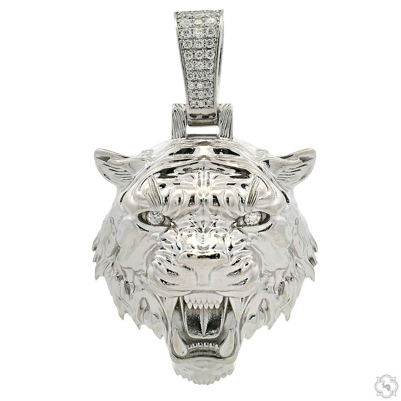 .925 Silver Tiger Head Pendant -Large 68965 - Image 1