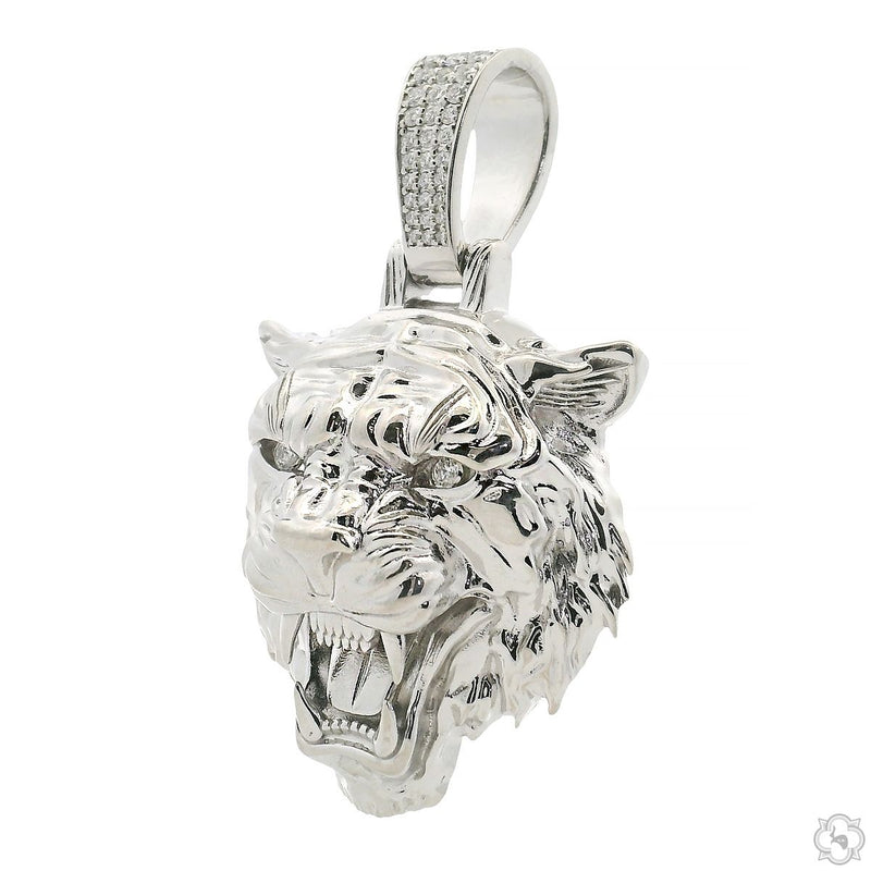 .925 Silver Tiger Head Pendant -Large 68965 - Image 3