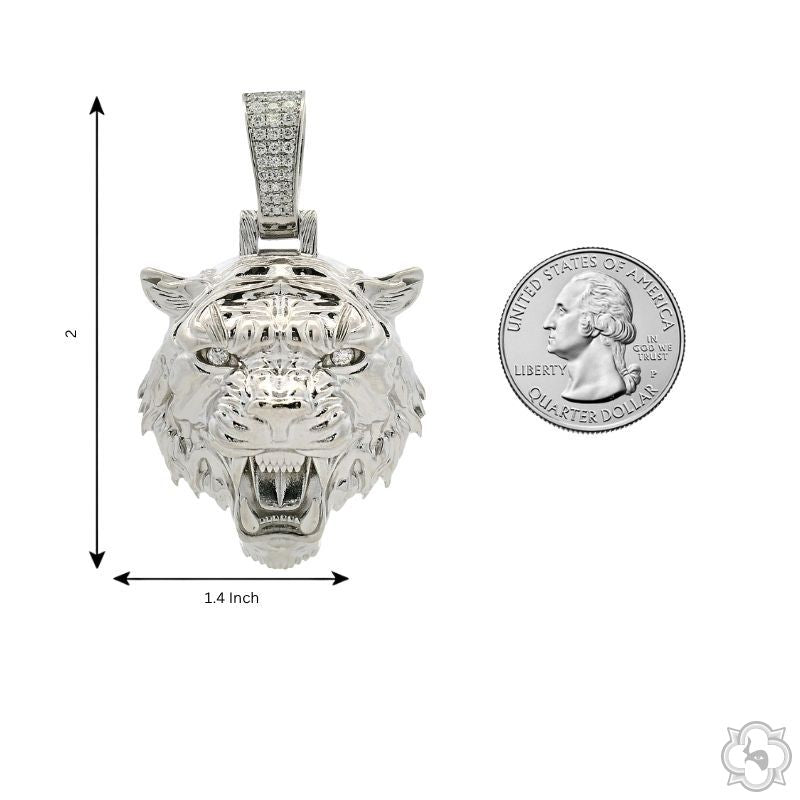 .925 Silver Tiger Head Pendant -Large 68965 - Image 7