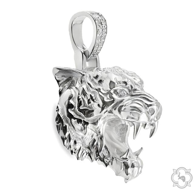 .925 Silver Tiger Head Pendant 2 -Large 70675 - Image 2