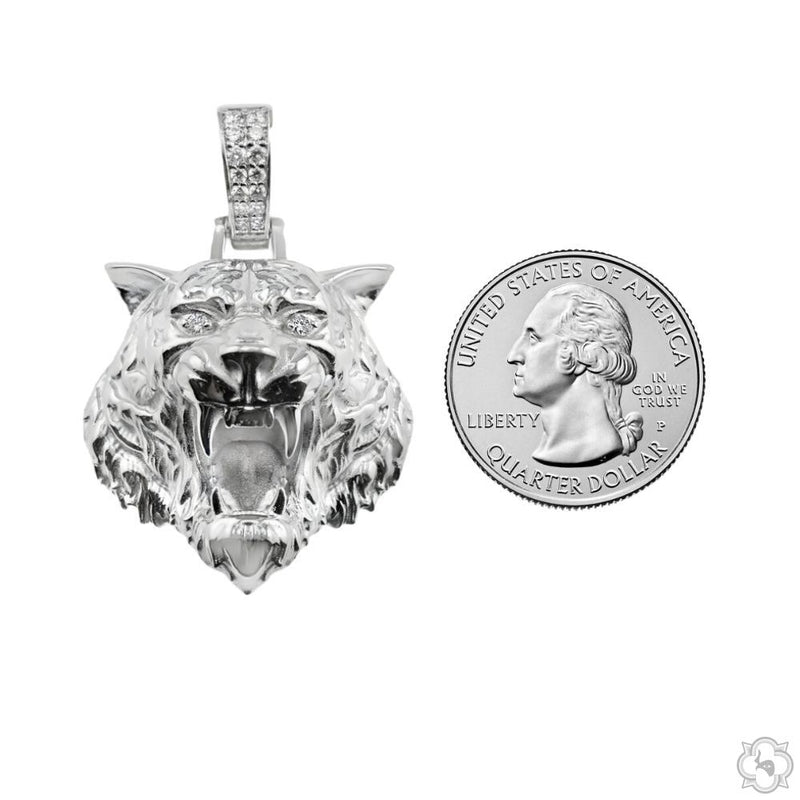.925 Silver Tiger Head Pendant  Large, photo 6 of 7