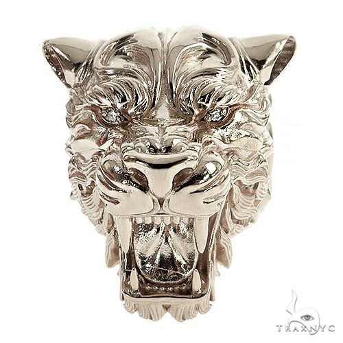 .925 Silver Tiger Head Ring 69097 - Image 2