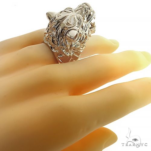 925 Silver Tiger Head Ring 69097 | TraxNYC